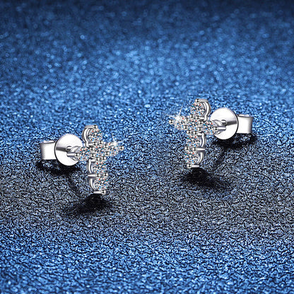 [Peak]SPARKLING CROSS MOISSANITE STUD EARRINGS
