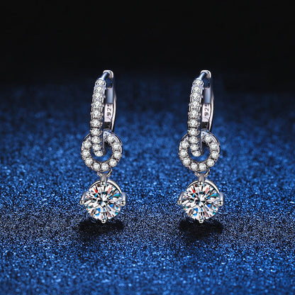[Peak]INTERLOCKING DOUBLE RING MOISSANITE DROP EARRINGS