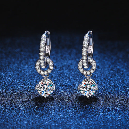 [Peak]INTERLOCKING DOUBLE RING MOISSANITE DROP EARRINGS