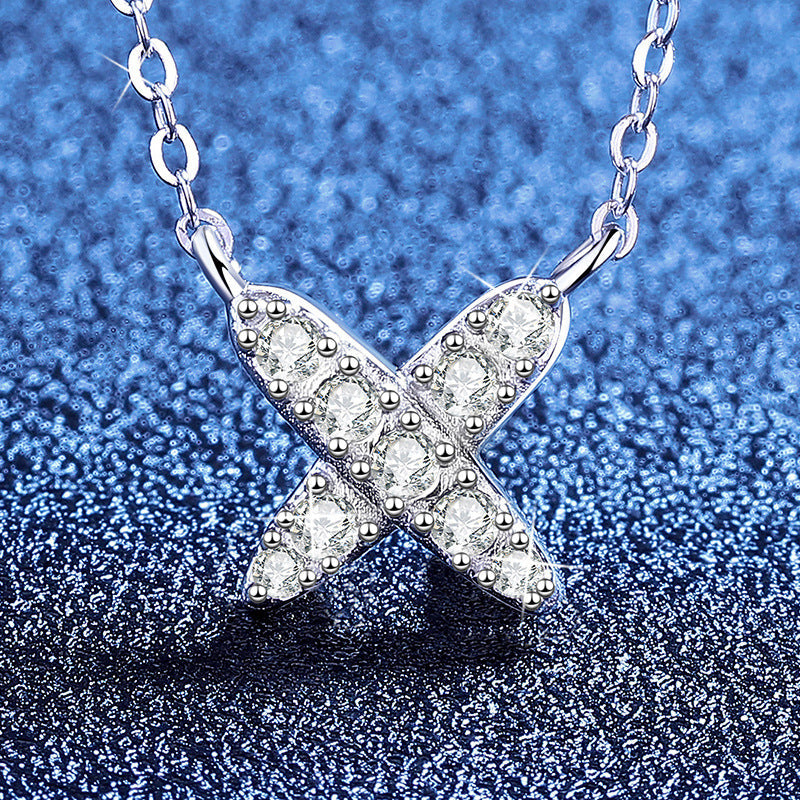 [Peak]MODERN X-SHAPE PAVÉ MOISSANITE NECKLACE