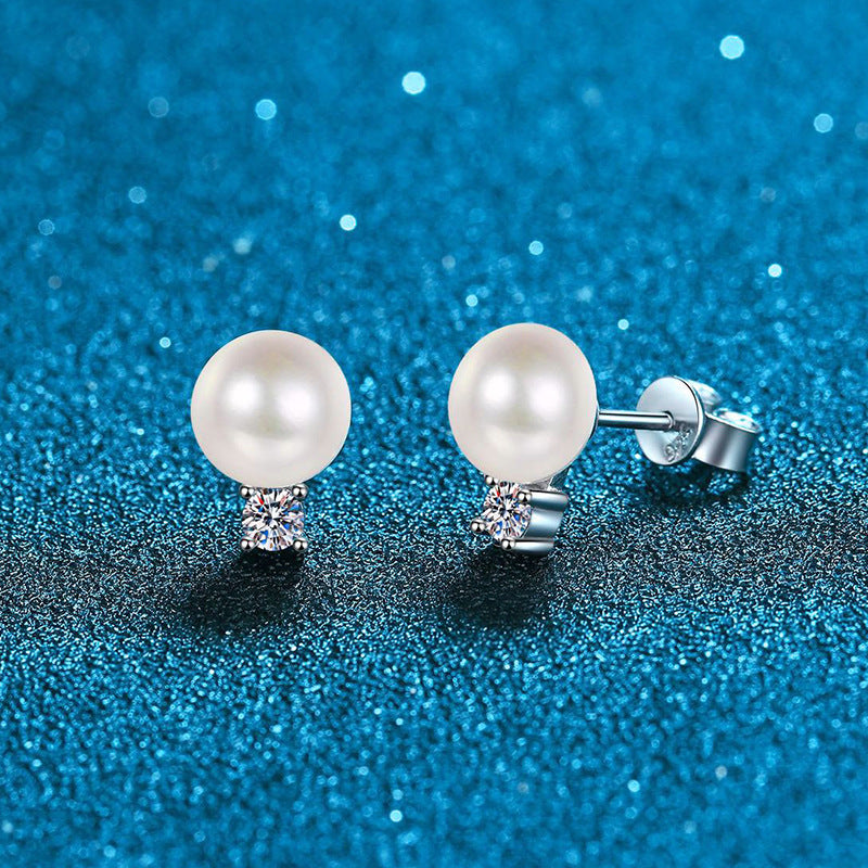 [Peak]ELEGANT NATURAL PEARL & MOISSANITE DROP EARRINGS