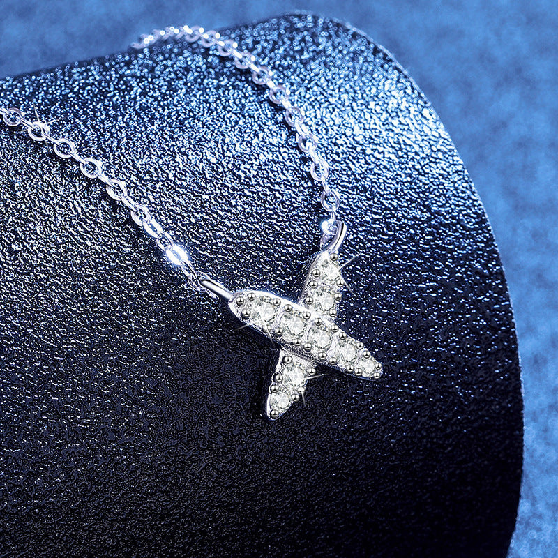 [Peak]MODERN X-SHAPE PAVÉ MOISSANITE NECKLACE