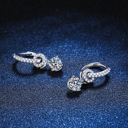 [Peak]INTERLOCKING DOUBLE RING MOISSANITE DROP EARRINGS