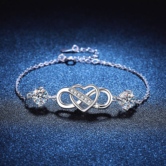 [Peak]DOUBLE-STONE "LOVE LINK" MOISSANITE BRACELET