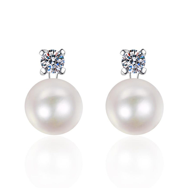 [Peak]ELEGANT NATURAL PEARL & MOISSANITE DROP EARRINGS