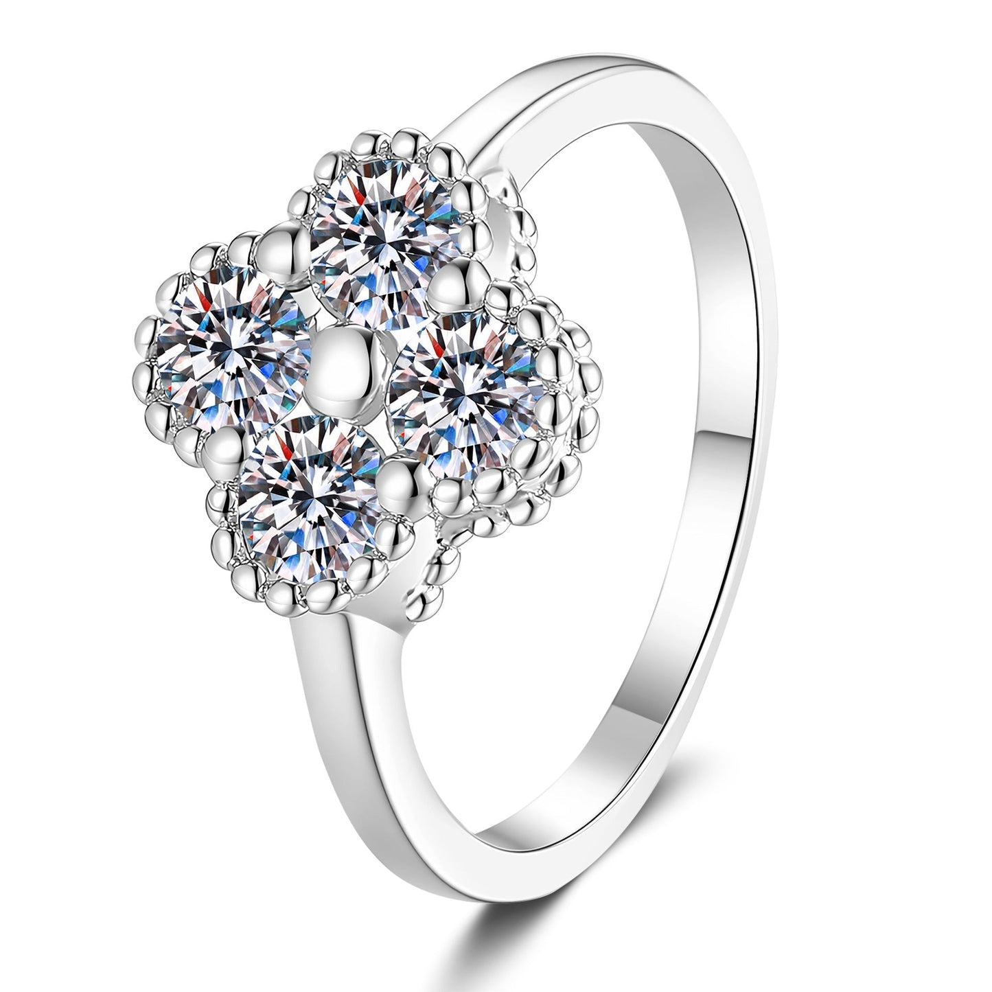 [Peak]ELEGANT FOUR-LEAF CLOVER MOISSANITE RING