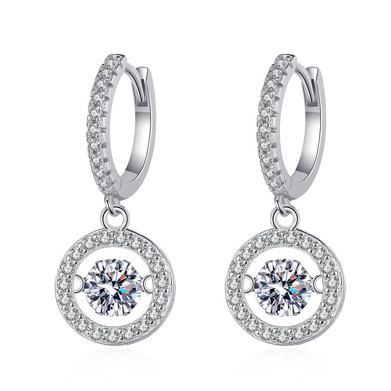 [Peak]DANCING MOISSANITE HALO DROP HOOP EARRINGS