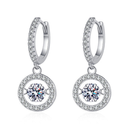 [Peak]DANCING MOISSANITE HALO DROP HOOP EARRINGS