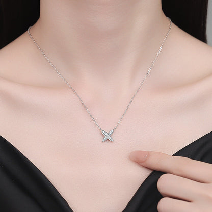 [Peak]MODERN X-SHAPE PAVÉ MOISSANITE NECKLACE