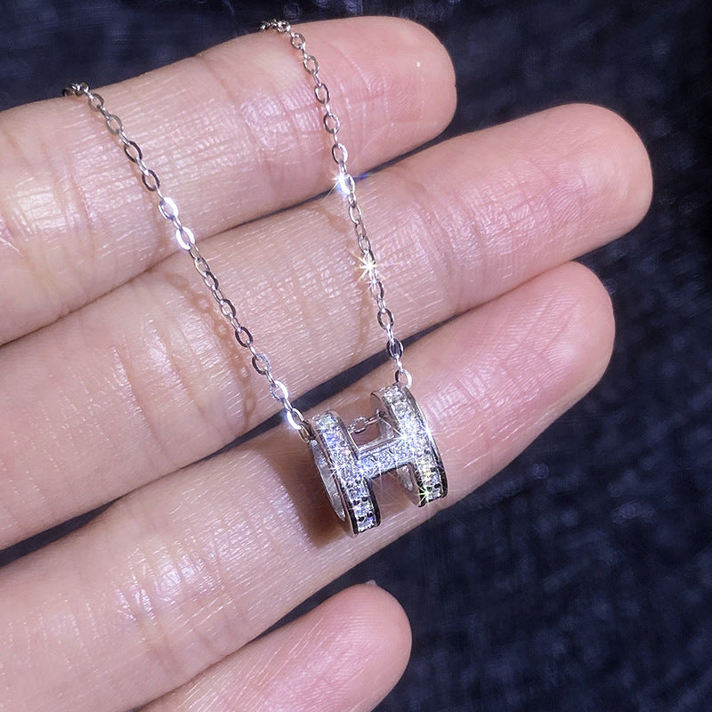 [Peak]FULL-PAVE "H" MOISSANITE PENDANT NECKLACE