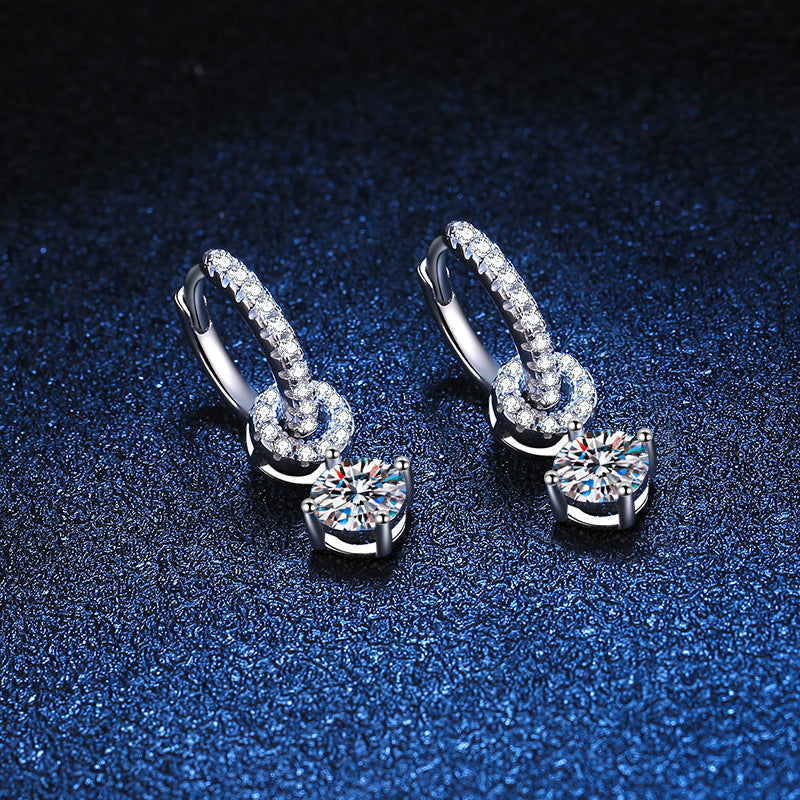 [Peak]INTERLOCKING DOUBLE RING MOISSANITE DROP EARRINGS