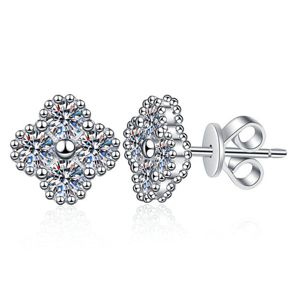 [Peak]ELEGANT FOUR-LEAF CLOVER MOISSANITE STUD EARRINGS