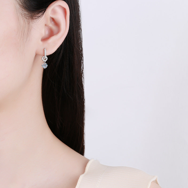 [Peak]INTERLOCKING DOUBLE RING MOISSANITE DROP EARRINGS