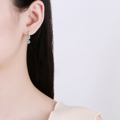 [Peak]INTERLOCKING DOUBLE RING MOISSANITE DROP EARRINGS