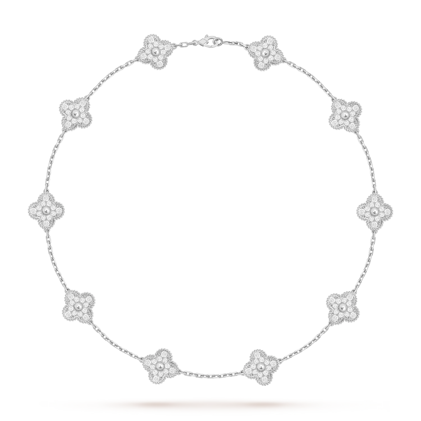 [Peak]CLASSIC LUCKY 10-MOTIF CLOVER NECKLACE WHITE GOLD COLLECTION