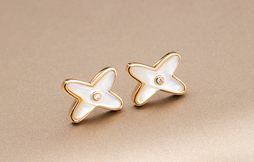 [Peak]JEUX DE WHITE MOP ROSE GOLD DIAMOND EARRINGS