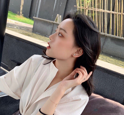 [Peak]JEUX DE WHITE MOP ROSE GOLD DIAMOND EARRINGS