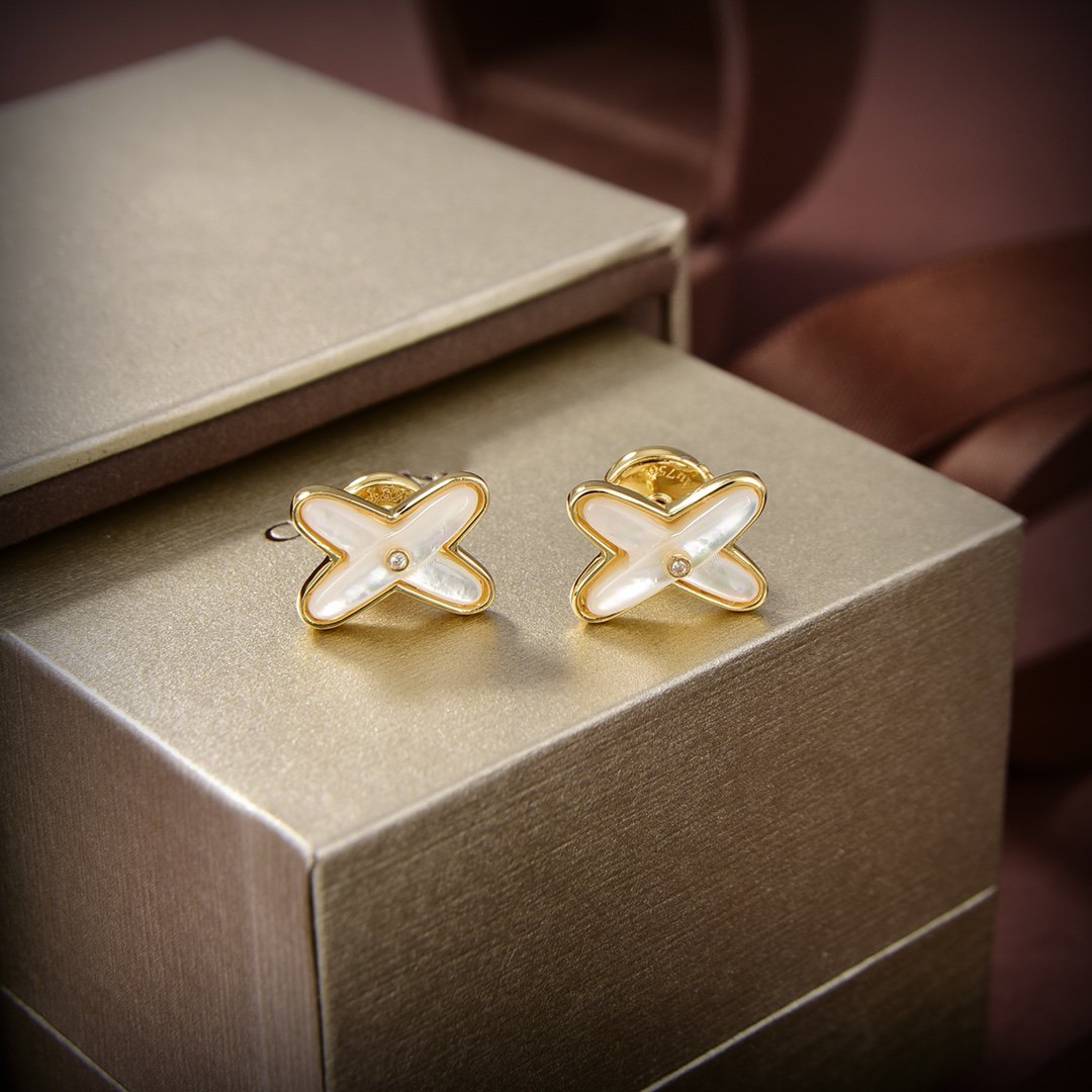 [Peak]JEUX DE WHITE MOP GOLD DIAMOND EARRINGS