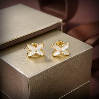 [Peak]JEUX DE WHITE MOP GOLD DIAMOND EARRINGS