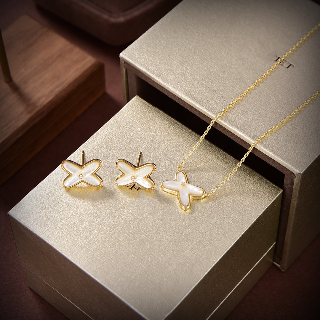 [Peak]JEUX DE WHITE MOP GOLD DIAMOND EARRINGS