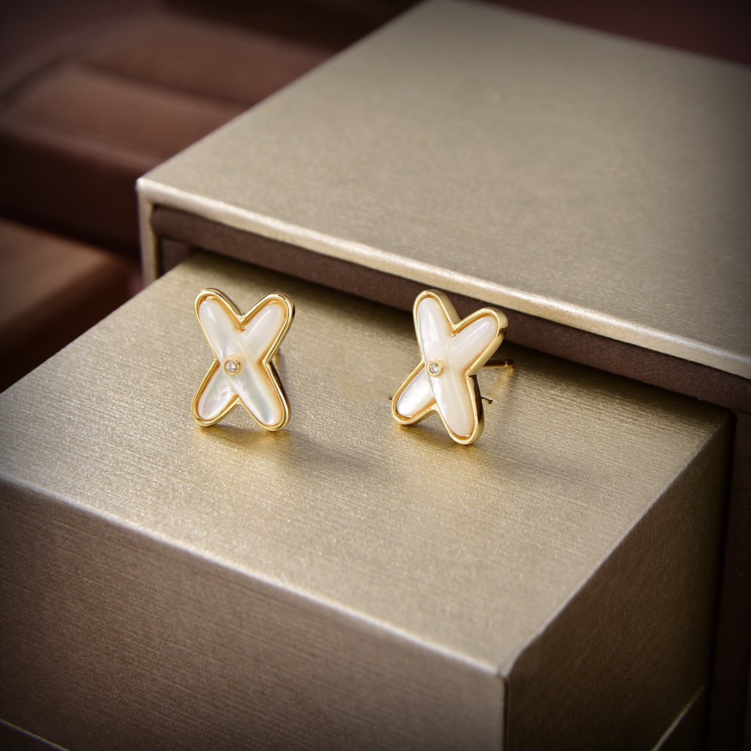 [Peak]JEUX DE WHITE MOP GOLD DIAMOND EARRINGS