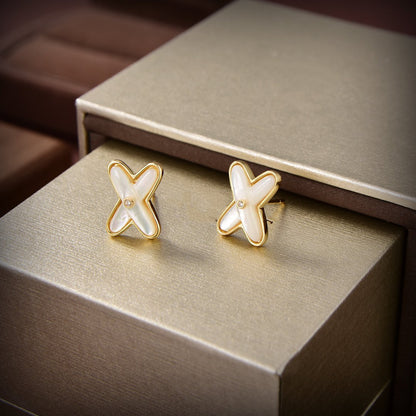 [Peak]JEUX DE WHITE MOP GOLD DIAMOND EARRINGS