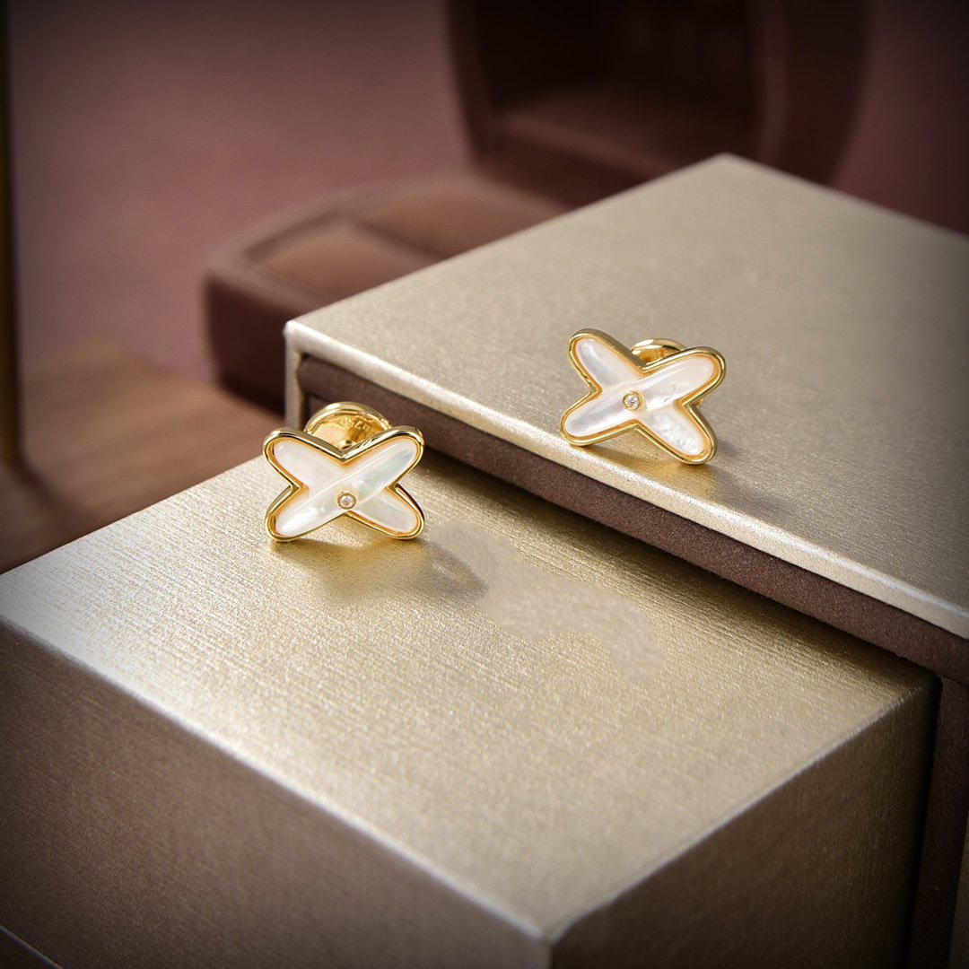 [Peak]JEUX DE WHITE MOP GOLD DIAMOND EARRINGS