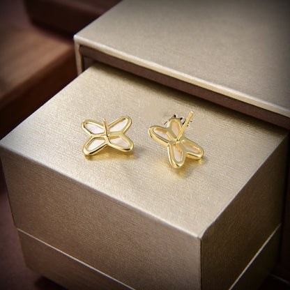 [Peak]JEUX DE WHITE MOP GOLD DIAMOND EARRINGS