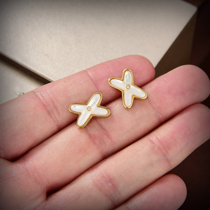 [Peak]JEUX DE WHITE MOP GOLD DIAMOND EARRINGS