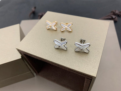 [Peak]JEUX DE WHITE MOP SILVER DIAMOND EARRINGS