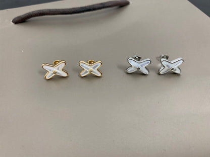 [Peak]JEUX DE WHITE MOP SILVER DIAMOND EARRINGS