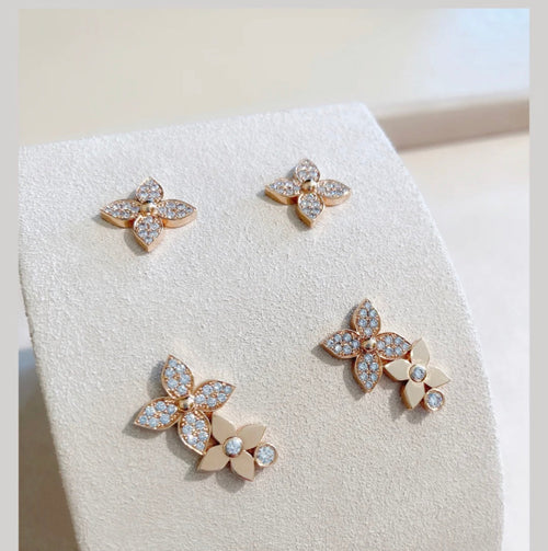 [Peak]STAR BLOSSOM STUD EARRINGS ROSE GOLD DIAMONDS