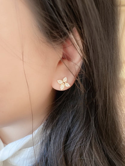 [Peak]STAR BLOSSOM STUD EARRINGS ROSE GOLD DIAMONDS