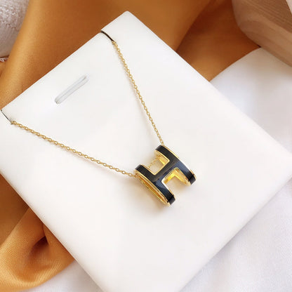[Peak]HM CLIC BLACK ENAMEL GOLD NECKLACE