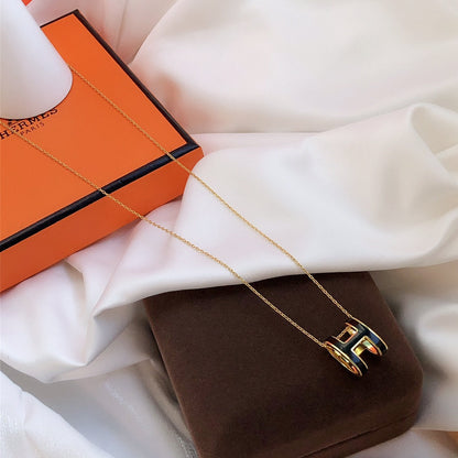 [Peak]HM CLIC BLACK ENAMEL GOLD NECKLACE