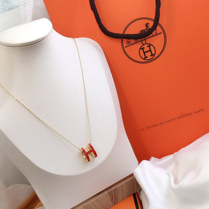 [Peak]HM CLIC RED ENAMEL GOLD NECKLACE