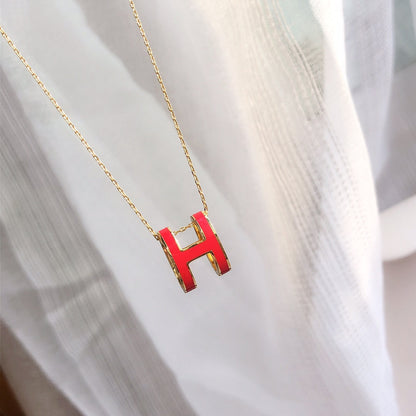 [Peak]HM CLIC RED ENAMEL GOLD NECKLACE