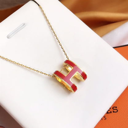 [Peak]HM CLIC RED ENAMEL GOLD NECKLACE
