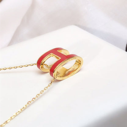 [Peak]HM CLIC RED ENAMEL GOLD NECKLACE