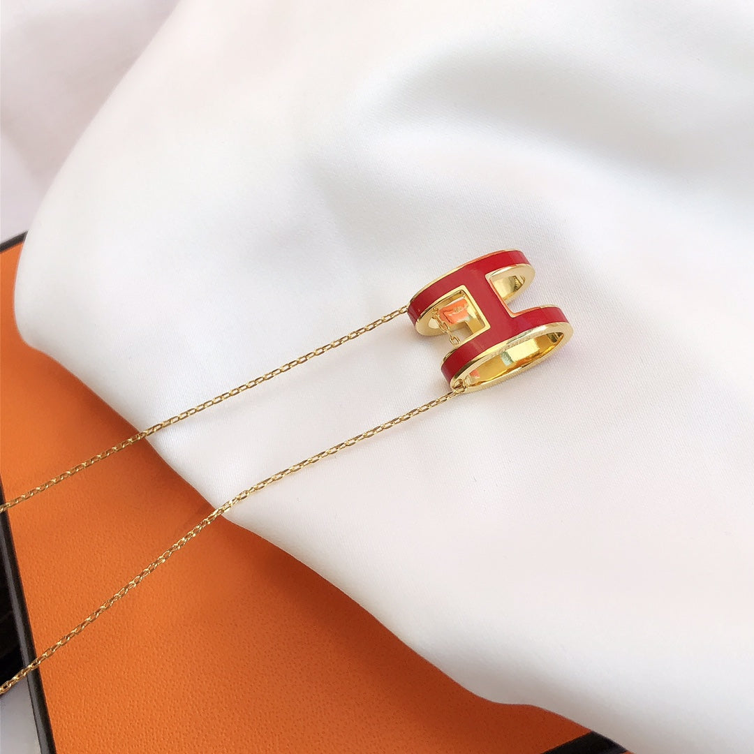 [Peak]HM CLIC RED ENAMEL GOLD NECKLACE