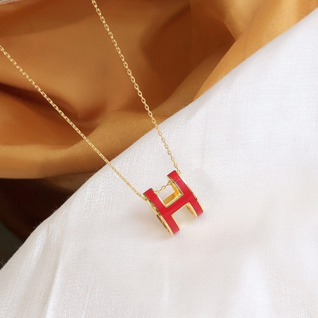 [Peak]HM CLIC RED ENAMEL GOLD NECKLACE
