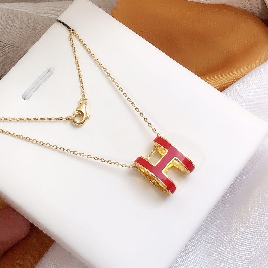 [Peak]HM CLIC RED ENAMEL GOLD NECKLACE