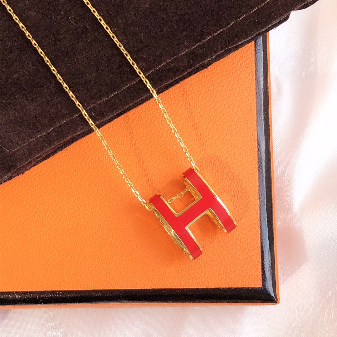 [Peak]HM CLIC RED ENAMEL GOLD NECKLACE