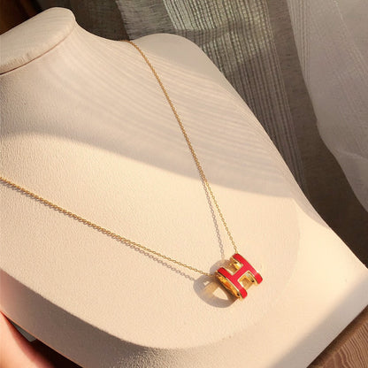 [Peak]HM CLIC RED ENAMEL GOLD NECKLACE