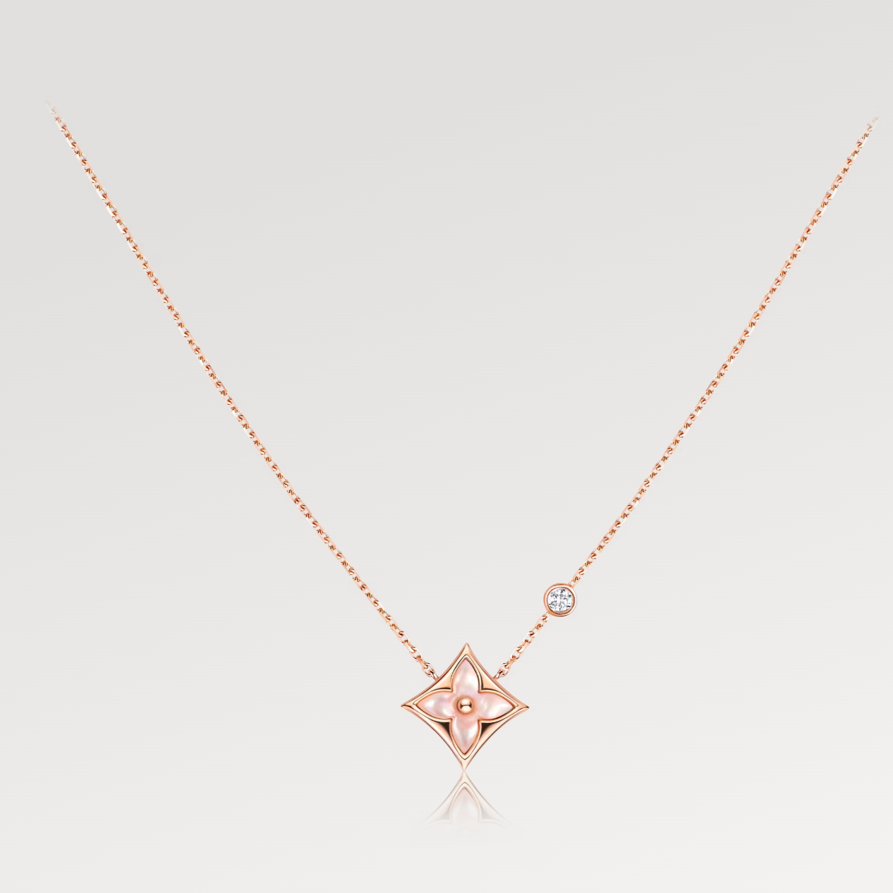 [Peak]STAR PINK MOP 1 DIAMOND ROSE GOLD NECKLACE