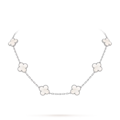 [Peak]CLASSIC LUCKY 10-MOTIF CLOVER NECKLACE WHITE GOLD COLLECTION