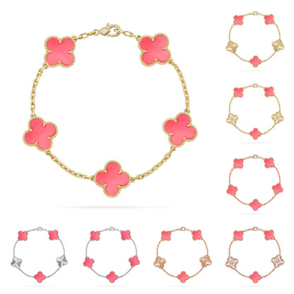 [Peak]LUCKY CLOVER 5-MOTIF BRACELET - PINK MOTHER-OF-PEARL COLLECTION