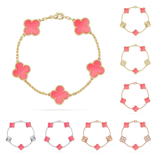 [Peak]LUCKY CLOVER 5-MOTIF BRACELET - PINK MOTHER-OF-PEARL COLLECTION