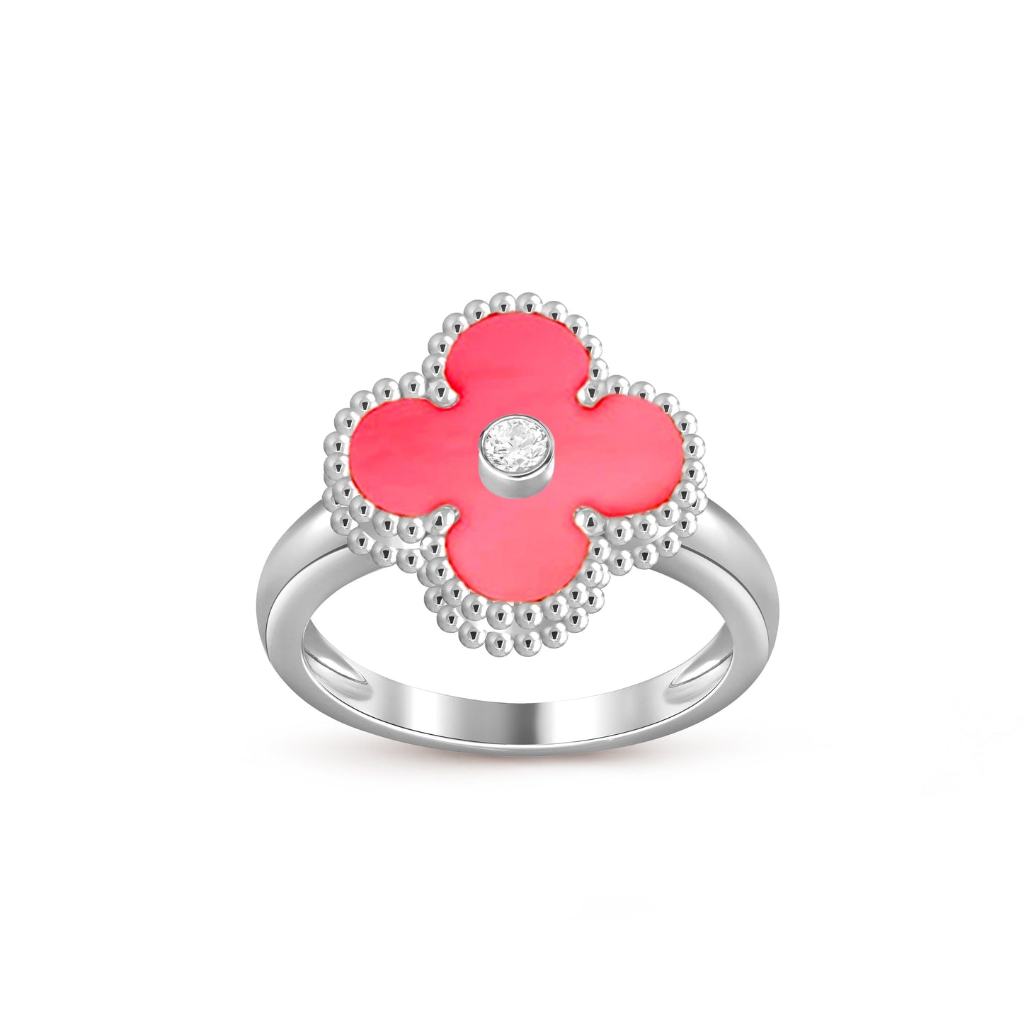 [Peak]LUCKY CLOVER DIAMOND-ACCENT WHITE GOLD RING COLLECTION