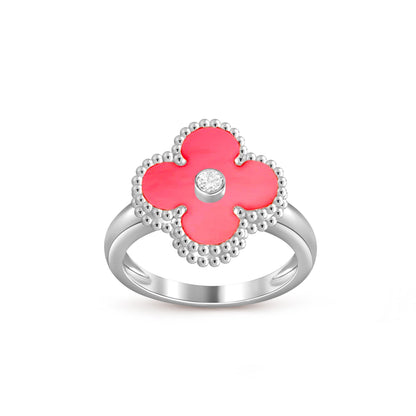 [Peak]LUCKY CLOVER DIAMOND-ACCENT WHITE GOLD RING COLLECTION